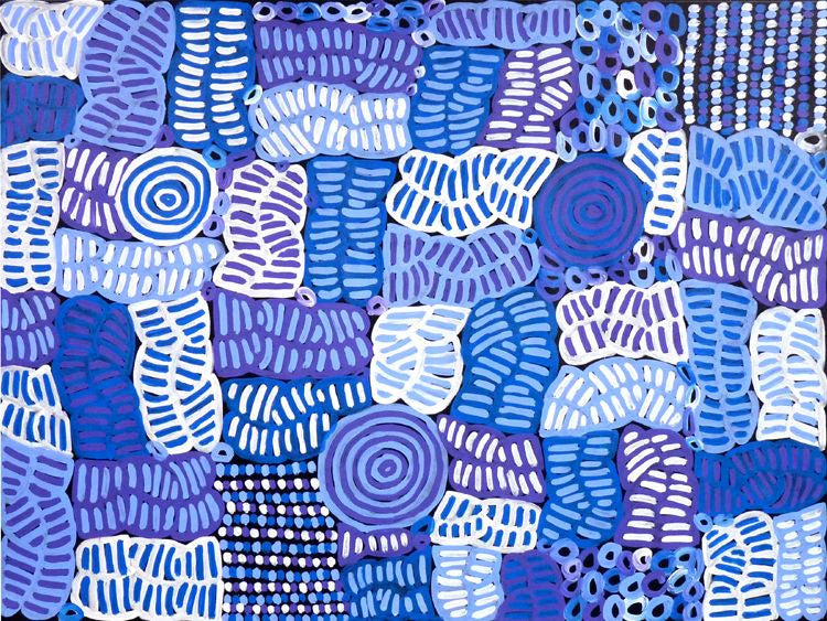 My Mother's Country by Betty Mbitjana (SOLD), 120cm x 90cm. Aboriginal Painting. #AboriginalArt #UtopiaLane