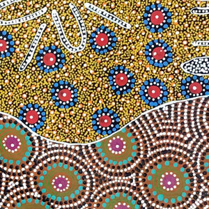 Alpar Seed Story by Maggie Bird by Maggie Bird Mpetyane, 90cm x 90cm. Australian Aboriginal Art.
