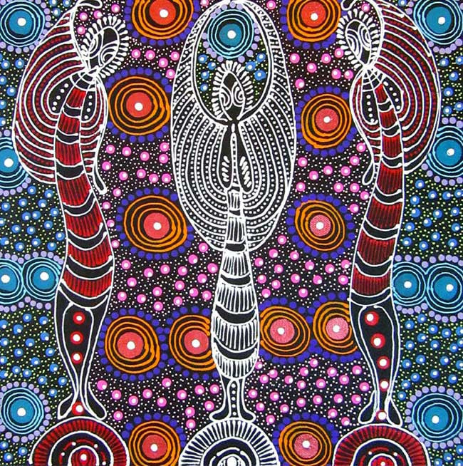 Dreamtime Sisters by Colleen Wallace Nungari (SOLD), 30cm x 30cm. Aboriginal Painting. #AboriginalArt #UtopiaLane