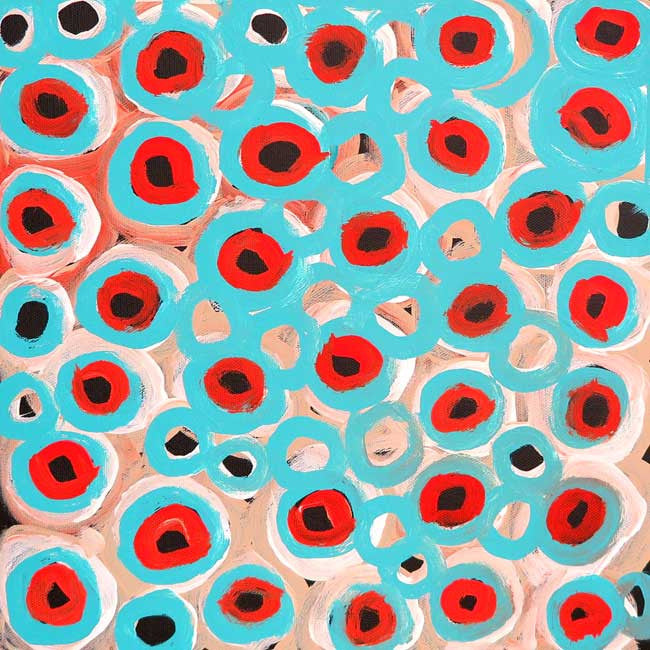 Soakage by Lena Pwerle (SOLD), 30cm x 30cm. Aboriginal Painting. #AboriginalArt #UtopiaLane