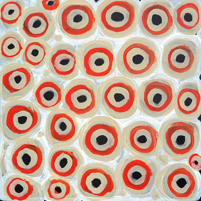 Soakage by Lena Pwerle (SOLD), 30cm x 30cm. Aboriginal Painting. #AboriginalArt #UtopiaLane