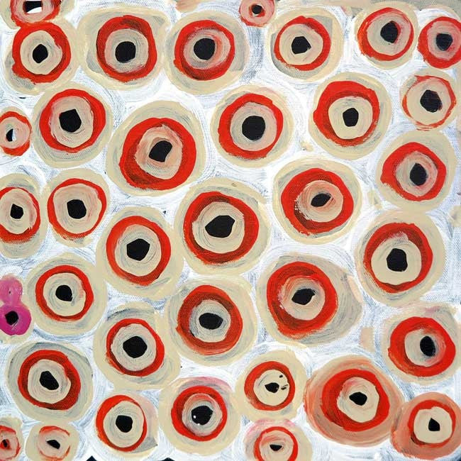 Soakage by Lena Pwerle (SOLD), 30cm x 30cm. Aboriginal Painting. #AboriginalArt #UtopiaLane
