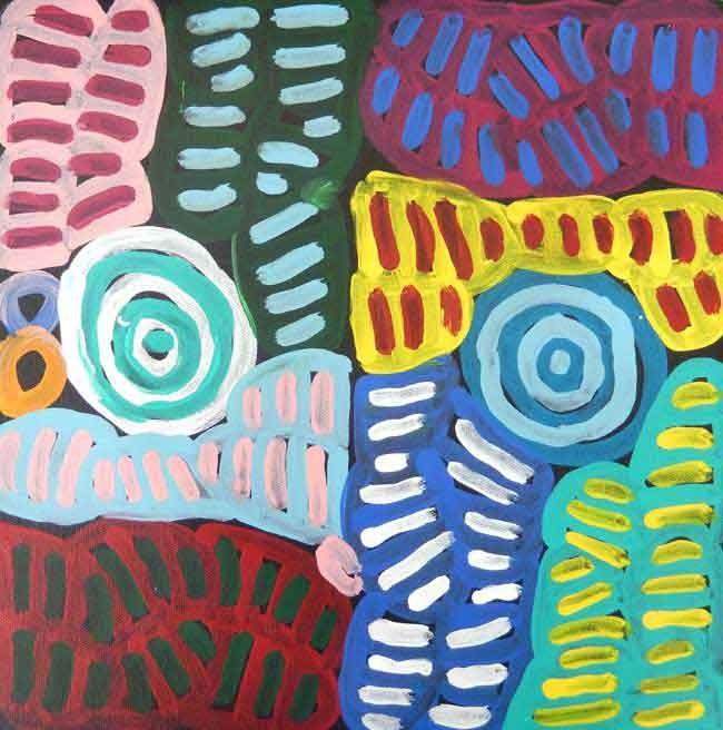 My Mother's Country by Betty Mbitjana, 30cm x 30cm. Aboriginal Painting. #AboriginalArt #UtopiaLane