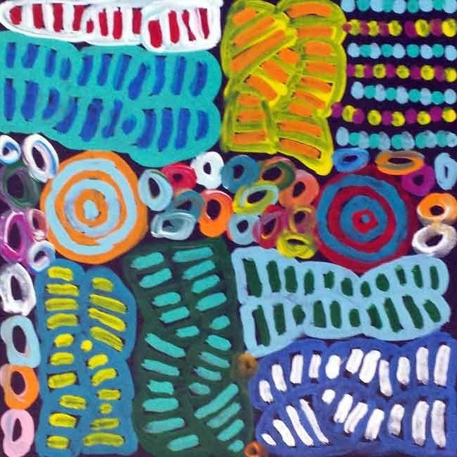 My Mother's Country by Betty Mbitjana (SOLD), 30cm x 30cm. Aboriginal Painting. #AboriginalArt #UtopiaLane