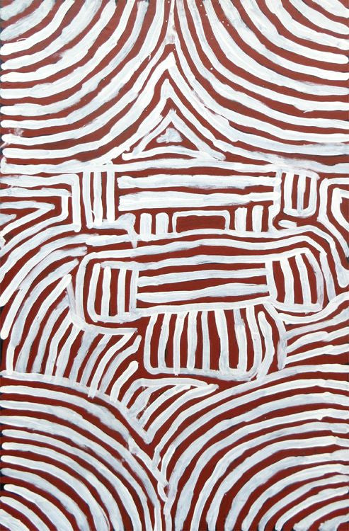 Body Paint Designs by Queenie Lion Kemarre (SOLD), 90cm x 60cm. Aboriginal Painting. #AboriginalArt #UtopiaLane