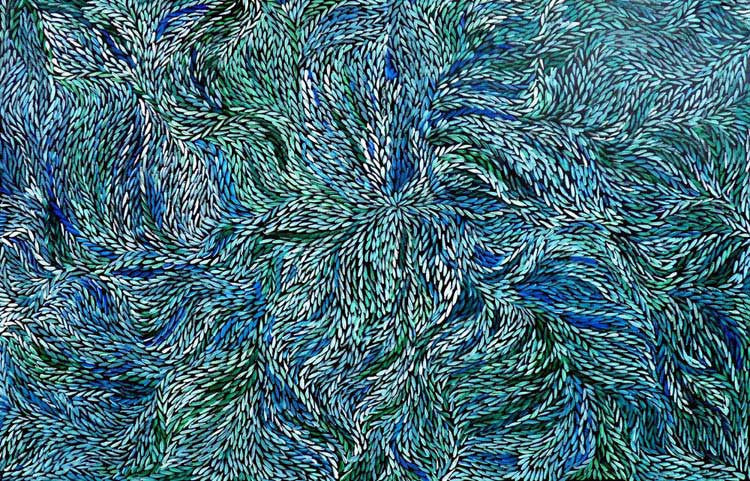 Bush Medicine Leaves by Jeannie petyarre (SOLD), 180cm x 120cm. Aboriginal Painting. #AboriginalArt #UtopiaLane