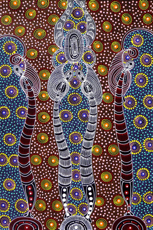 Dreamtime Sisters by Colleen Wallace Nungari. Shop from Utopia Lane Art #AboriginalArt