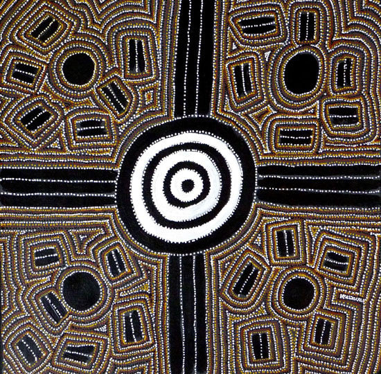 Bush Plum Dreaming by Gary Bird Mpetyane (SOLD), 45cm x 45cm. Aboriginal Painting. #AboriginalArt #UtopiaLane