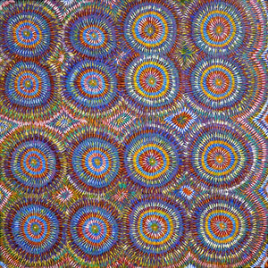 Ngkwerlp (Wild Tobacco) by Violet Payne Ngale, 90cm x 90cm. Aboriginal Painting. #AboriginalArt #UtopiaLane