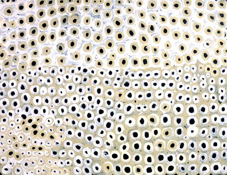 Soakage by Lena Pwerle (SOLD), 120cm x 90cm. Aboriginal Painting. #AboriginalArt #UtopiaLane