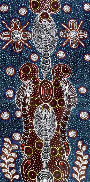 Dreamtime Sisters by Colleen Wallace Nungari, 90cm x 45cm. Aboriginal Painting. #AboriginalArt #UtopiaLane