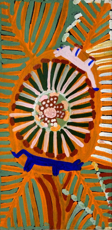 Atham-areny Story by Angelina Ngale (Pwerle) (SOLD), 40cm x 20cm. Aboriginal Painting. #AboriginalArt #UtopiaLane