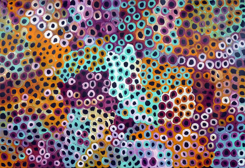 Soakage by Lena Pwerle by Lena Pwerle, 180cm x 120cm. Australian Aboriginal Art.
