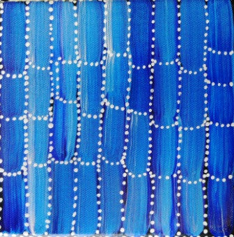 Anaty (Desert Yam) by Jeannie Mills Pwerle (SOLD), 15cm x 15cm. Aboriginal Painting. #AboriginalArt #UtopiaLane