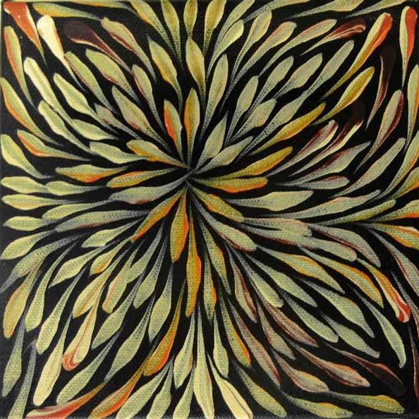Wild Flowers by Sacha Long Petyarre, 15cm x 15cm. Aboriginal Painting. #AboriginalArt #UtopiaLane