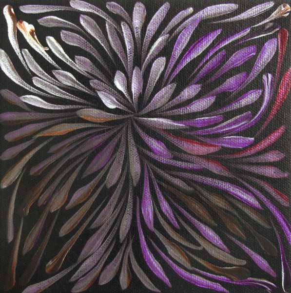 Wild Flowers by Sacha Long Petyarre (SOLD), 15cm x 15cm. Aboriginal Painting. #AboriginalArt #UtopiaLane