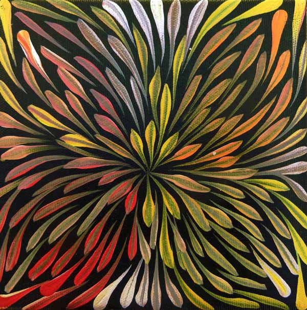 Wild Flowers by Sacha Long Petyarre (SOLD), 15cm x 15cm. Aboriginal Painting. #AboriginalArt #UtopiaLane