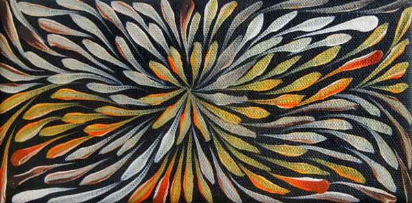 Wild Flowers by Sacha Long Petyarre (SOLD), 20cm x 10cm. Aboriginal Painting. #AboriginalArt #UtopiaLane