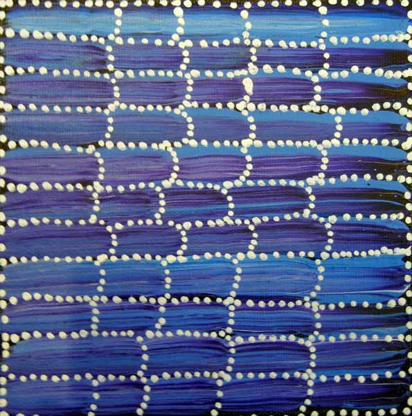 Anaty (Desert Yam) by Jeannie Mills Pwerle (SOLD), 15cm x 15cm. Aboriginal Painting. #AboriginalArt #UtopiaLane