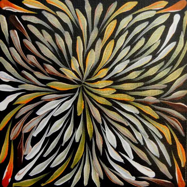 Wild Flowers by Sacha Long Petyarre, 15cm x 15cm. Aboriginal Painting. #AboriginalArt #UtopiaLane