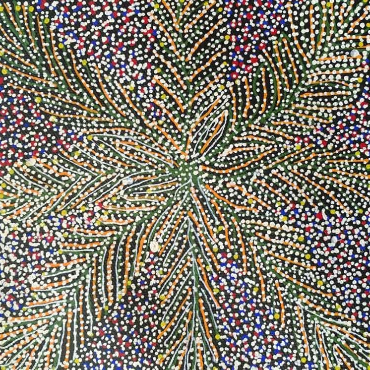 Ilyarnayt Flower by Audrey Morton Kngwarrey, 15cm x 15cm. Aboriginal Painting. #AboriginalArt #UtopiaLane