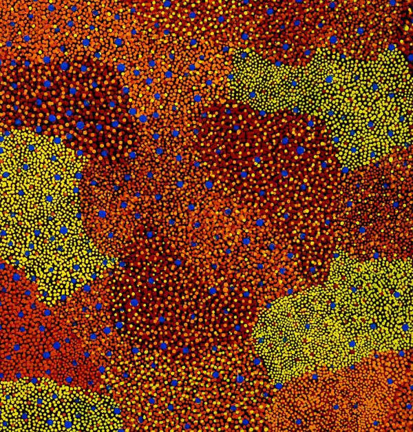 Bush Plum Dreaming by Josie Petrick Kemarre, 150cm x 120cm. Aboriginal Painting. #AboriginalArt #UtopiaLane