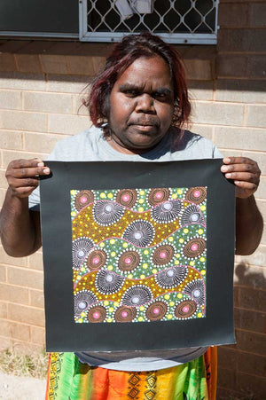 Alpar Seed Story by Karen Bird Ngale by Karen Bird Ngale, 30cm x 30cm. Australian Aboriginal Art.