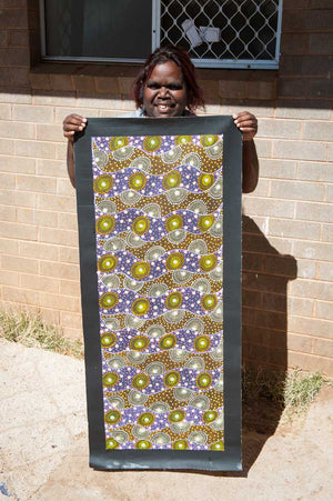 Alpar Seed Story by Karen Bird Ngale by Karen Bird Ngale, 120cm x 45cm. Australian Aboriginal Art.