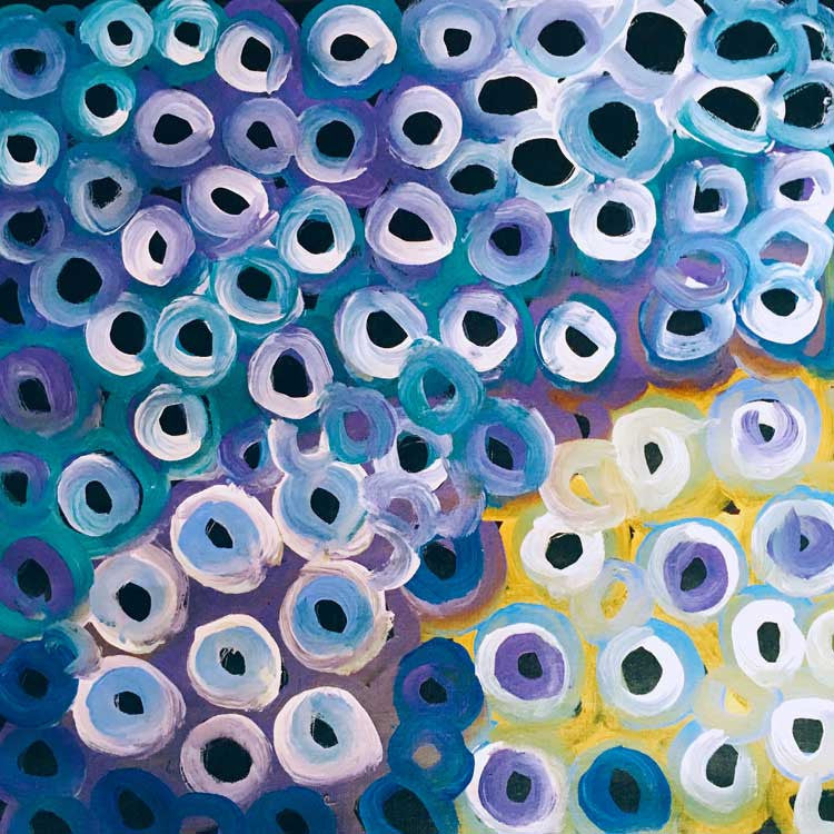 Soakages by Lena Pwerle (SOLD), 45cm x 45cm. Aboriginal Painting. #AboriginalArt #UtopiaLane