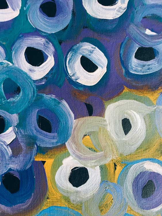 Soakages by Lena Pwerle (SOLD), 45cm x 45cm. Aboriginal Painting. #AboriginalArt #UtopiaLane