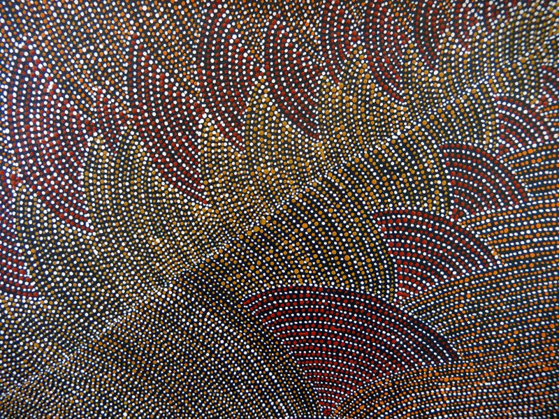 Aboriginal dot painting by Nancy Kunoth Petyarre. Learn more at Utopia Lane.