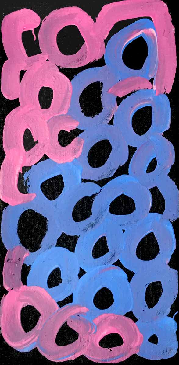 Awely Atnwengerrp by Minnie Pwerle by Minnie Pwerle, 30cm x 15cm. Australian Aboriginal Art.