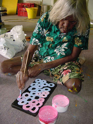 Awely Atnwengerrp by Minnie Pwerle by Minnie Pwerle, 30cm x 15cm. Australian Aboriginal Art.