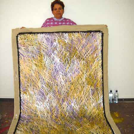 Grass Seed Dreaming by Barbara Weir (SOLD), 180cm x 120cm. Aboriginal Painting. #AboriginalArt #UtopiaLane