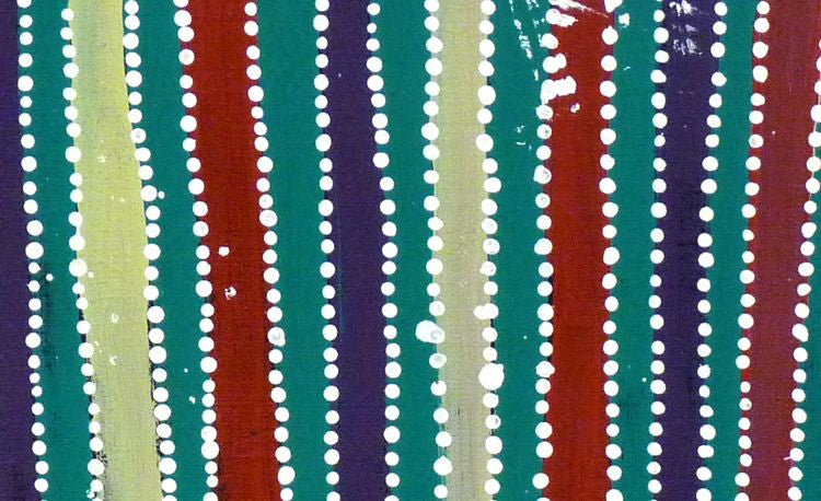 Aboriginal dot painting by Greeny Purvis Petyarre. Learn more at Utopia Lane.