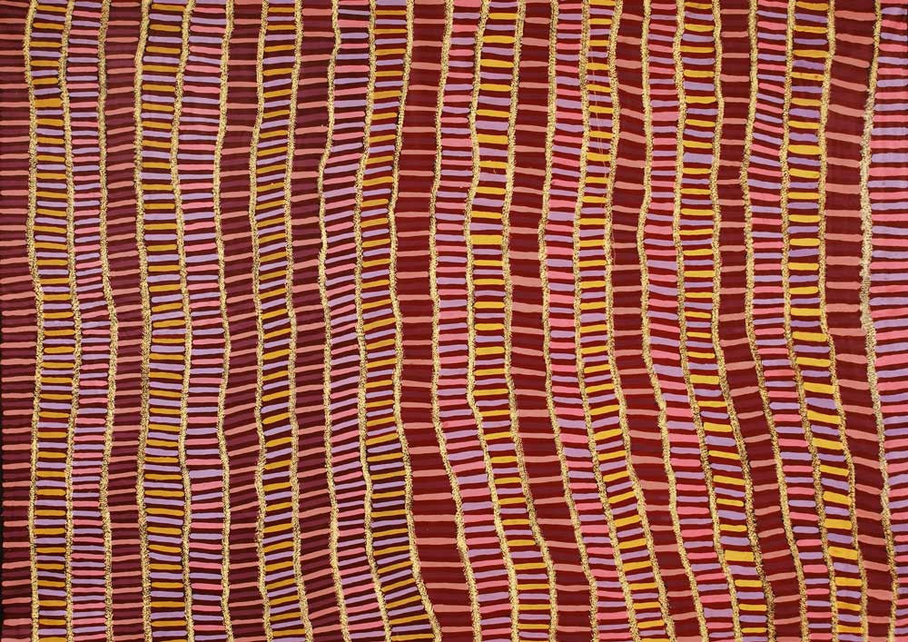 Aboriginal dot painting by Nancy Kunoth Petyarre. Learn more at Utopia Lane.