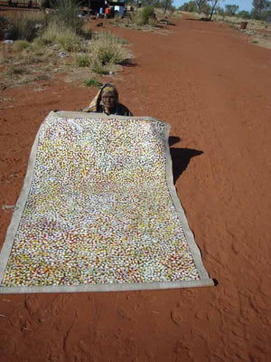 Anwekety (Conkerberry) by Polly Ngale by Polly Ngale, 210cm x 120cm. Australian Aboriginal Art.