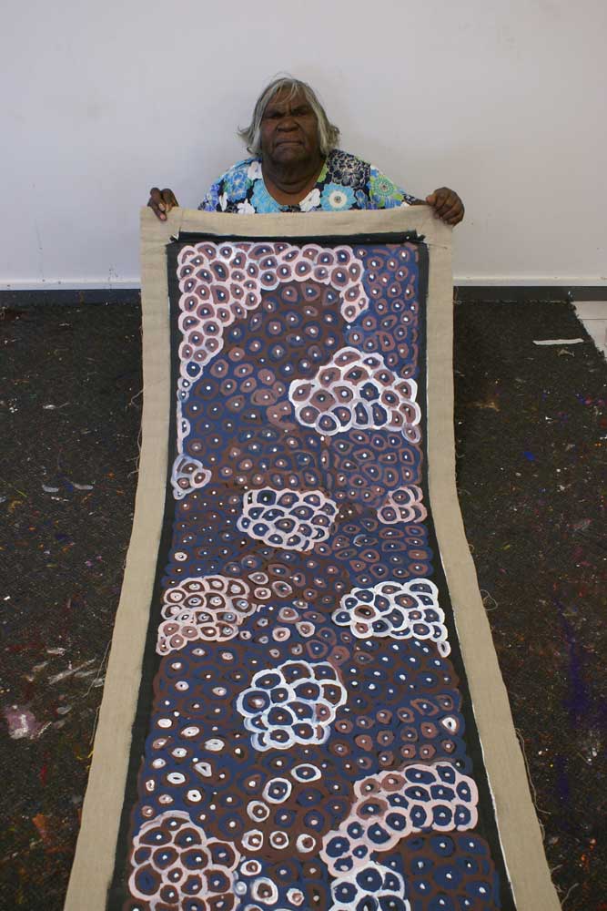 Soakage by Lena Pwerle by Lena Pwerle, 180cm x 60cm. Australian Aboriginal Art.