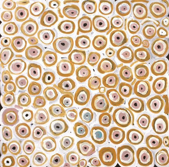 Soakage by Lena Pwerle (SOLD), 60cm x 60cm. Aboriginal Painting. #AboriginalArt #UtopiaLane