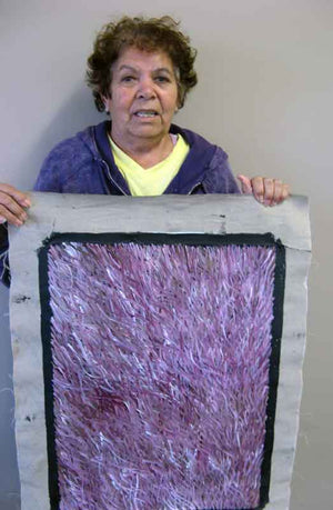 Grass Seed Dreaming by Barbara Weir by Barbara Weir, 60cm x 45cm. Australian Aboriginal Art.