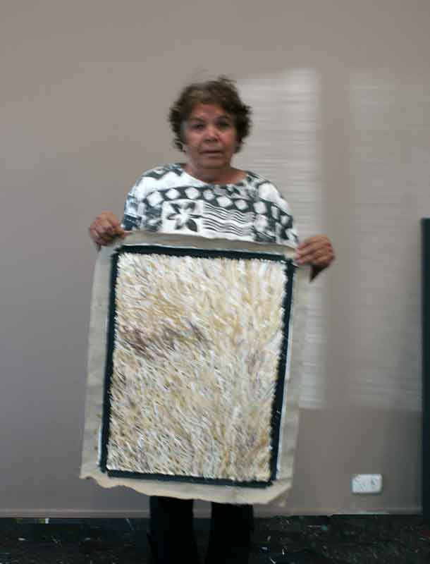 Grass Seed Dreaming by Barbara Weir by Barbara Weir, 60cm x 45cm. Australian Aboriginal Art.
