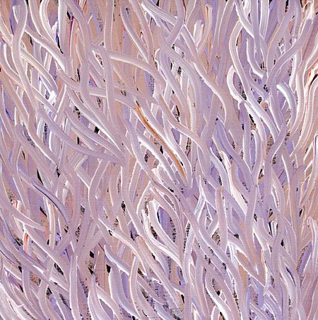 Grass Seed Dreaming by Barbara Weir by Barbara Weir, 30cm x 30cm. Australian Aboriginal Art.