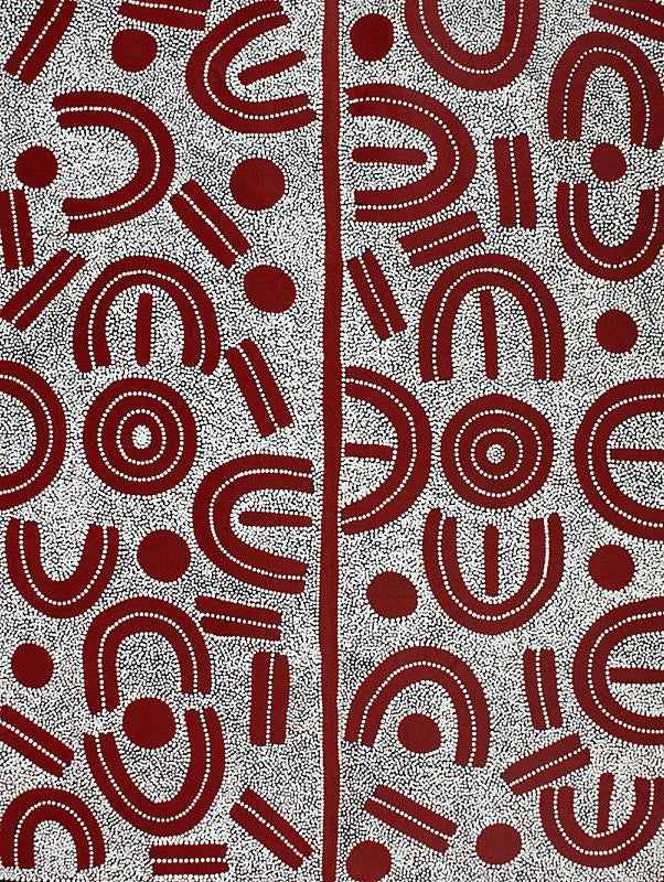 Bush Plum Dreaming by Lindsay Bird by Lindsay Bird Mpetyane, 120cm x 90cm. Australian Aboriginal Art.