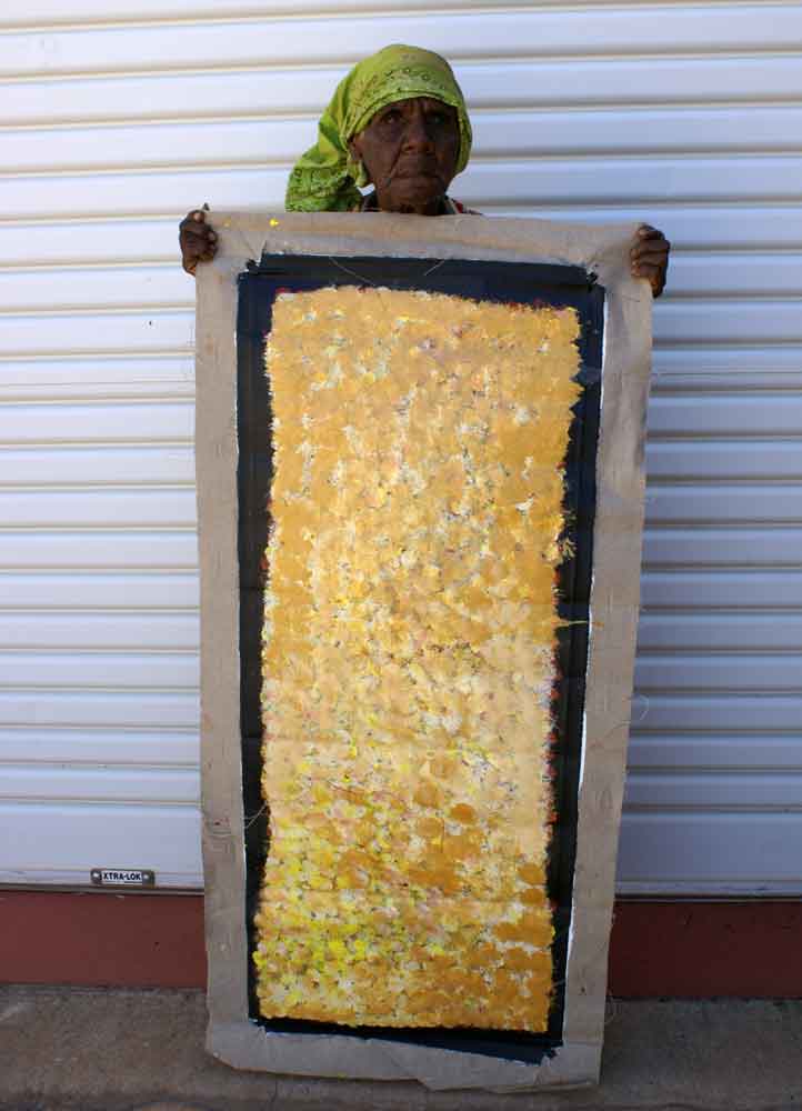 Anwekety (Conkerberry) by Polly Ngale by Polly Ngale, 90cm x 30cm. Australian Aboriginal Art.