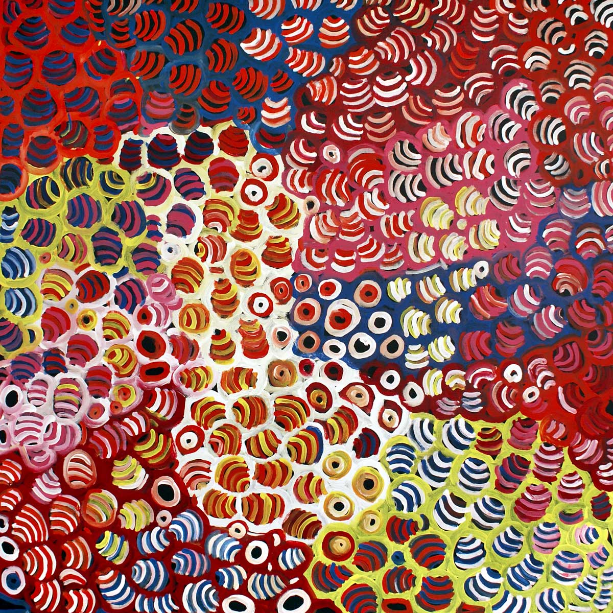 Soakage by Lena Pwerle-by-Lena Pwerle-120cm x 120cm-at-Utopia-Lane-Gallery #AboriginalArt #Lena Pwerle