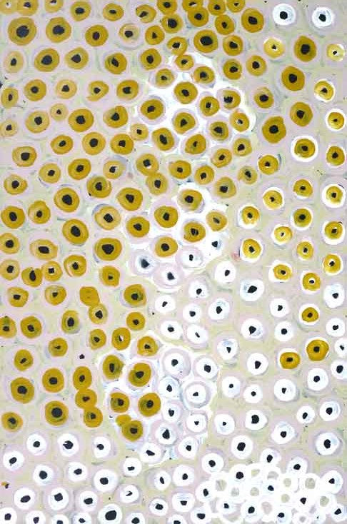 Soakage by Lena Pwerle (SOLD), 90cm x 60cm. Aboriginal Painting. #AboriginalArt #UtopiaLane