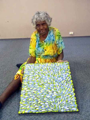 Leaves by Gloria Petyarre by Gloria Petyarre, 45cm x 45cm. Australian Aboriginal Art.