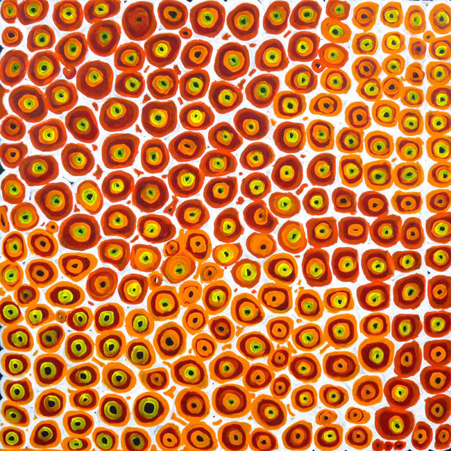 Soakage by Lena Pwerle (SOLD), 90cm x 90cm. Aboriginal Painting. #AboriginalArt #UtopiaLane