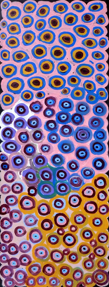 Soakage by Lena Pwerle by Lena Pwerle, 120cm x 45cm. Australian Aboriginal Art.