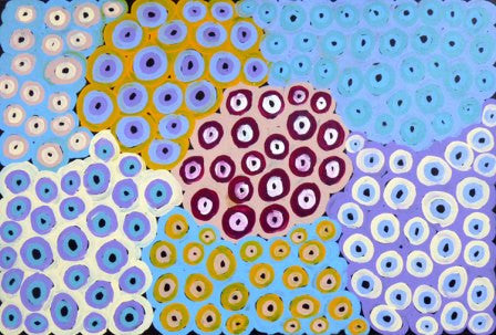 Soakages by Lena Pwerle (SOLD), 90cm x 60cm. Aboriginal Painting. #AboriginalArt #UtopiaLane